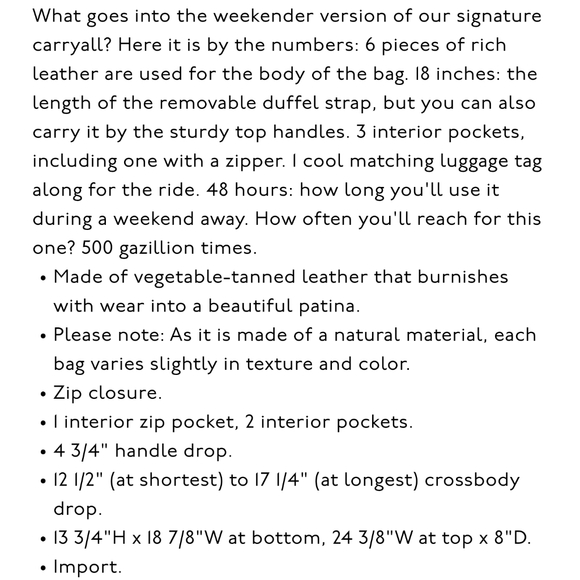 Madewell The Transport Weekender Overnight Travel Bag - Picture 11 of 11